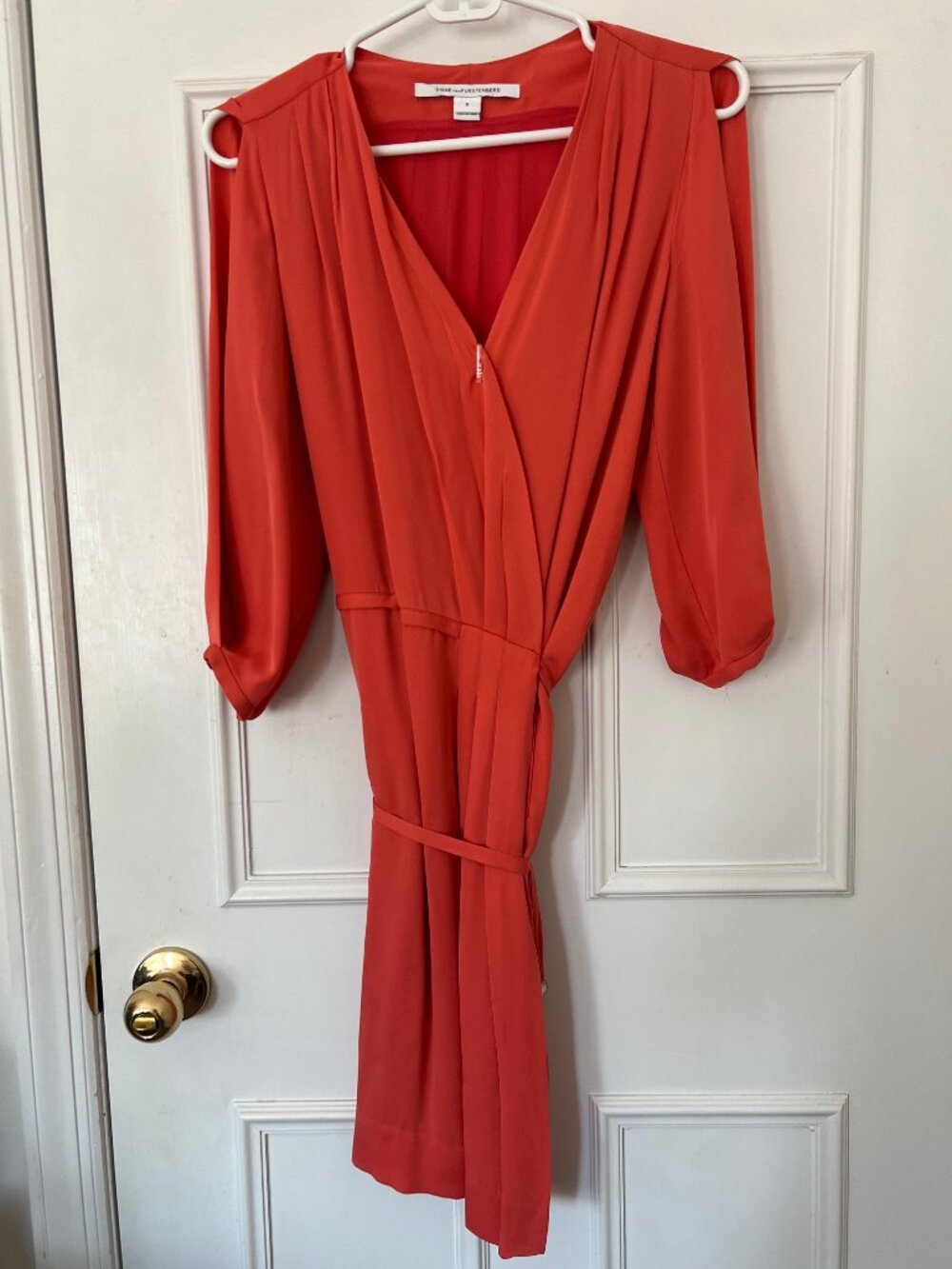 DVF Silk Pink Wrap Dress with Pockets